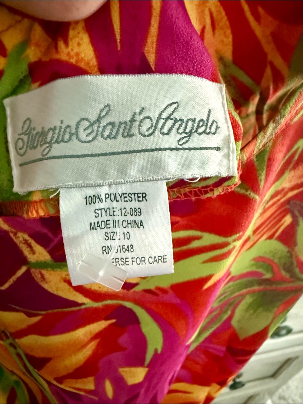 Vintage NWT Tropical Side Drape Maxi Dress Vibrant Colorful Palm Print (Size 10) - Picture 4 of 5